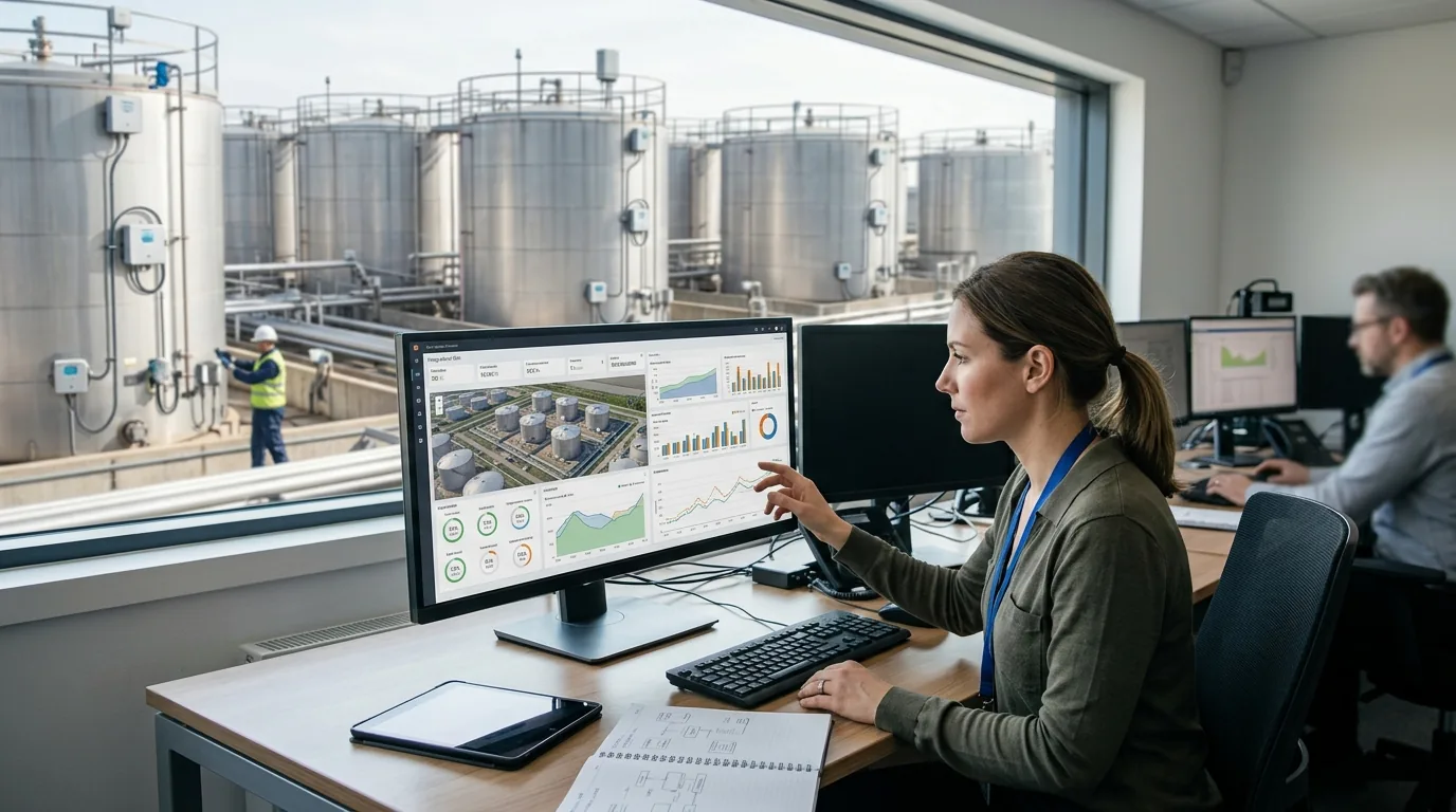 Inteligentny monitoring zbiorników można zintegrować z firmowymi systemami